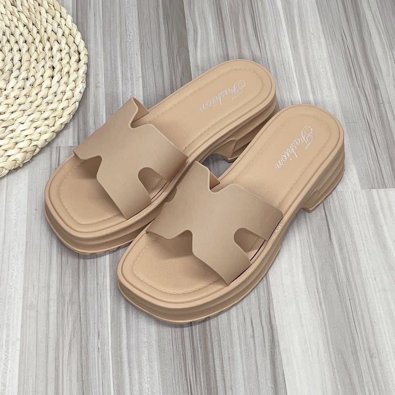 Womens Platform Slippers Comfort Slip-Resistant Casual Dark brown