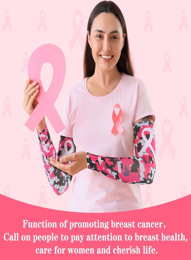 Handepo 12 Pairs Breast Cancer Awareness Football Arm Sleeves Youth Pink Football Arm Sleeves UV Sleeves for Youth Women Men(Camouflage,Camouflage, Medium) - Image 4