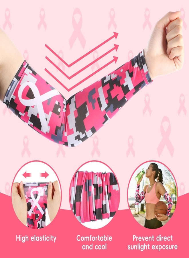 Handepo 12 Pairs Breast Cancer Awareness Football Arm Sleeves Youth Pink Football Arm Sleeves UV Sleeves for Youth Women Men(Camouflage,Camouflage, Medium) - Image 3