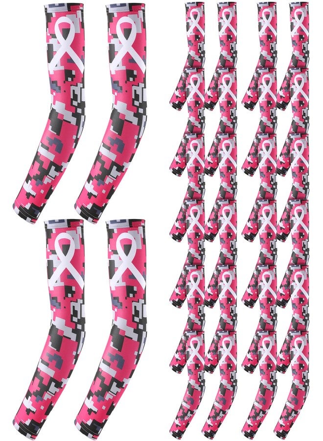 Handepo 12 Pairs Breast Cancer Awareness Football Arm Sleeves Youth Pink Football Arm Sleeves UV Sleeves for Youth Women Men(Camouflage,Camouflage, Medium) - Image 1