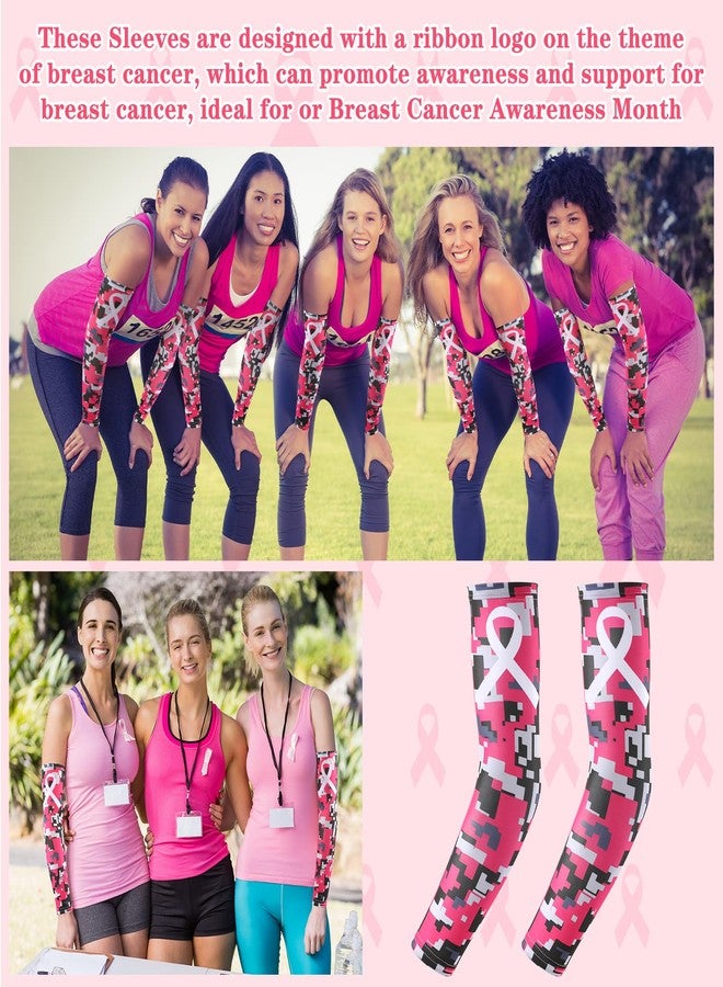Handepo 12 Pairs Breast Cancer Awareness Football Arm Sleeves Youth Pink Football Arm Sleeves UV Sleeves for Youth Women Men(Camouflage,Camouflage, Medium) - Image 5