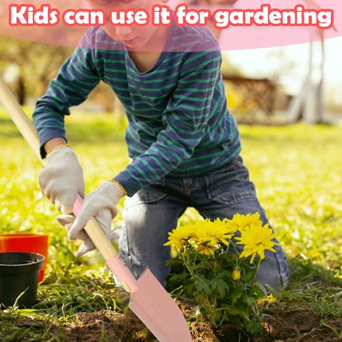 Xifando Small Garden Shovel-Kid's Size Wooden Handle Metal Head Shovel (Pink) - Image 2