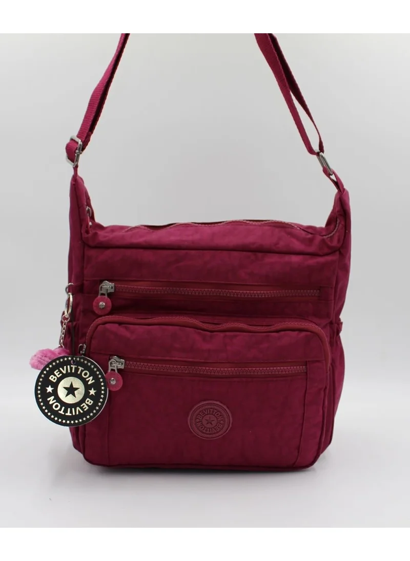 Bevitton Claret Red Water Resistant Crinkle Fabric Messenger Shoulder Bag / 4100