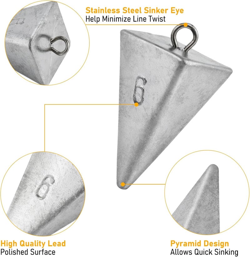 Dr.Fish Pyramid Sinkers Saltwater Lead Fishing Weight 1oz-32oz/2LB Triangle Surf Fishing Bank River Catfishing Pompano - Image 3