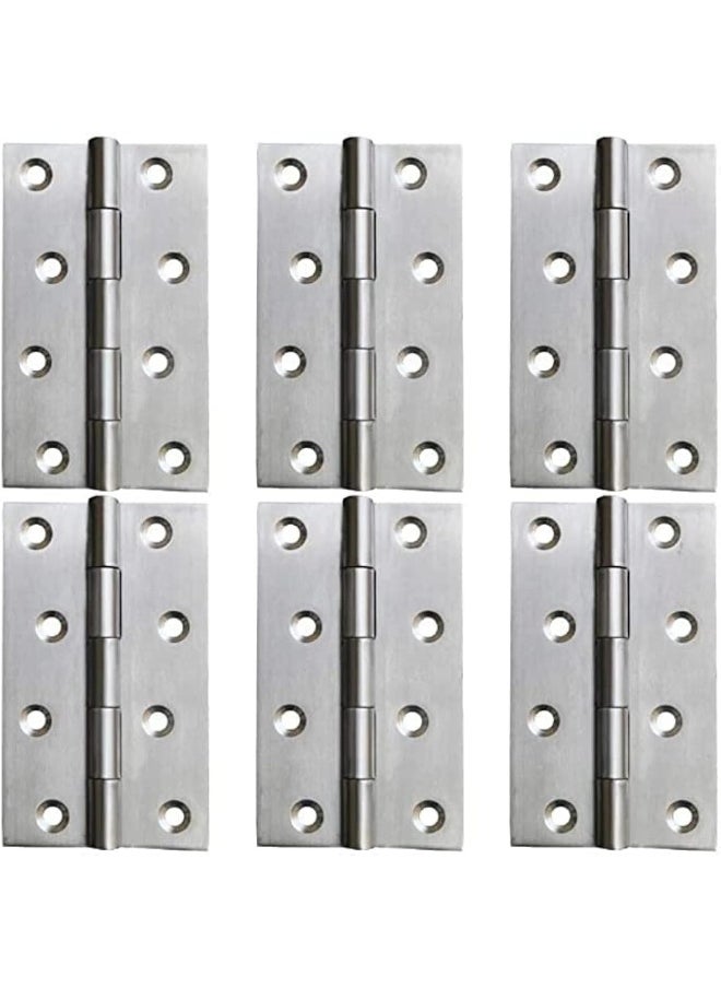 Biella Biella™ 6Pcs Folding Butt Hinges- Inner Door Butt Hinge with Mounting Screws for Cupboard, Cabinet, Windows, Jewellery Box Home Furniture Hardware Cabinets-4Inch  - Image 1