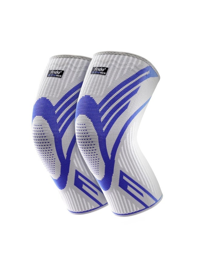 Frido Active Knee Cap Support for Men & Women | Pain Relief Knee Brace | Anti-Sweat & Comfortable | Compression Knee Supporter for Joint Support, Sports, Gym & Injury Recovery (1 Pair) Grey