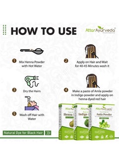 ATTAR AYURVEDA Attar Ayurveda Henna Leaves Powder, Indigo Leaves powder and Amla Powder Combo (650 Grams)  - Image 5