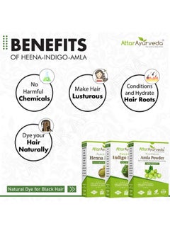 ATTAR AYURVEDA Attar Ayurveda Henna Leaves Powder, Indigo Leaves powder and Amla Powder Combo (650 Grams)  - Image 4