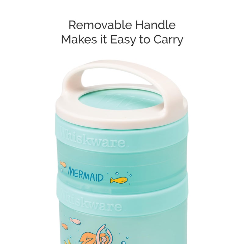 Whiskware Stackable Snack Containers for Kids and Toddlers, 3 Stackable Snack Cups for School or Travel, Mermaid (Pack of 1) - Image 2