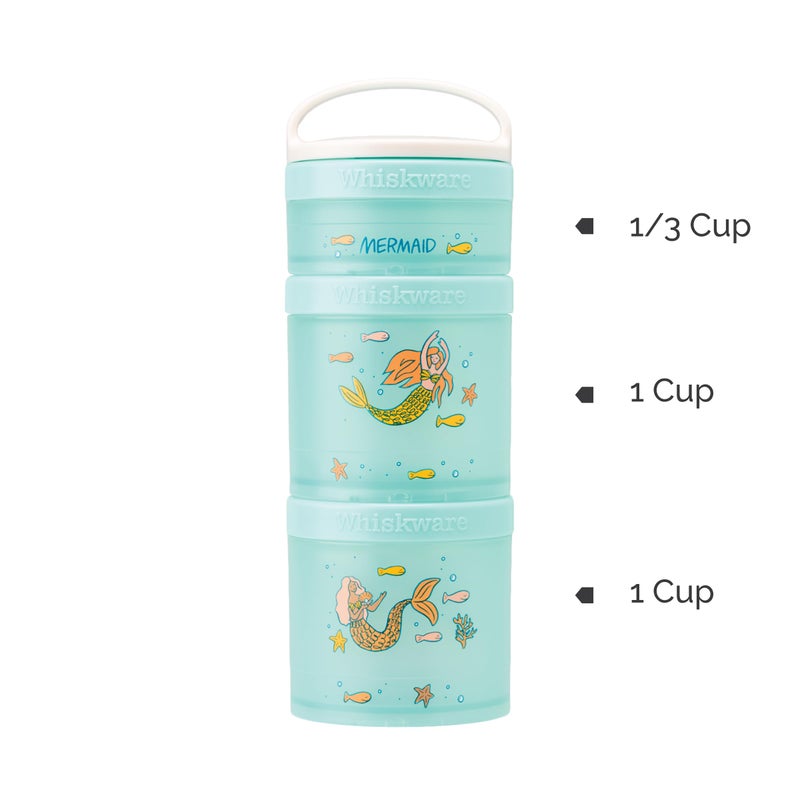 Whiskware Stackable Snack Containers for Kids and Toddlers, 3 Stackable Snack Cups for School or Travel, Mermaid (Pack of 1) - Image 4