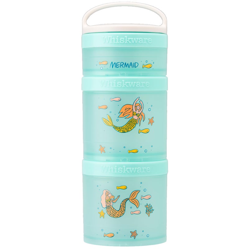 Whiskware Stackable Snack Containers for Kids and Toddlers, 3 Stackable Snack Cups for School or Travel, Mermaid (Pack of 1) - Image 1