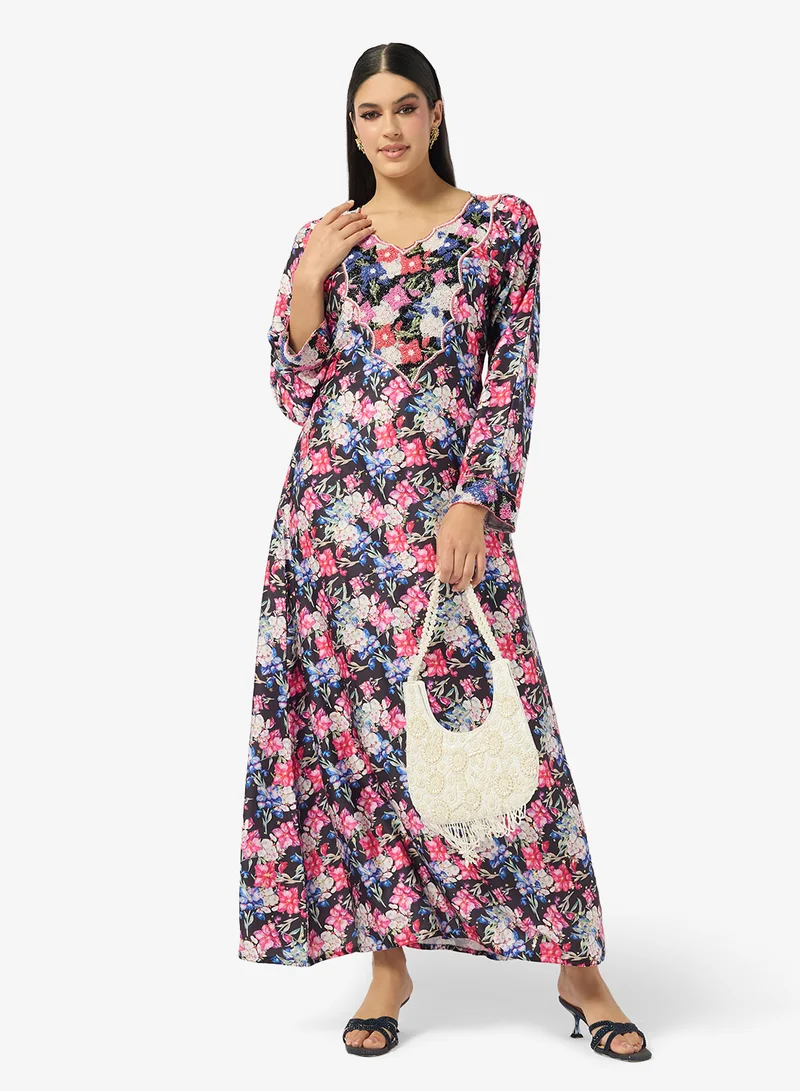 Arabian Closet  Embellished Belted Jalabiya for Women | Best Price UAE