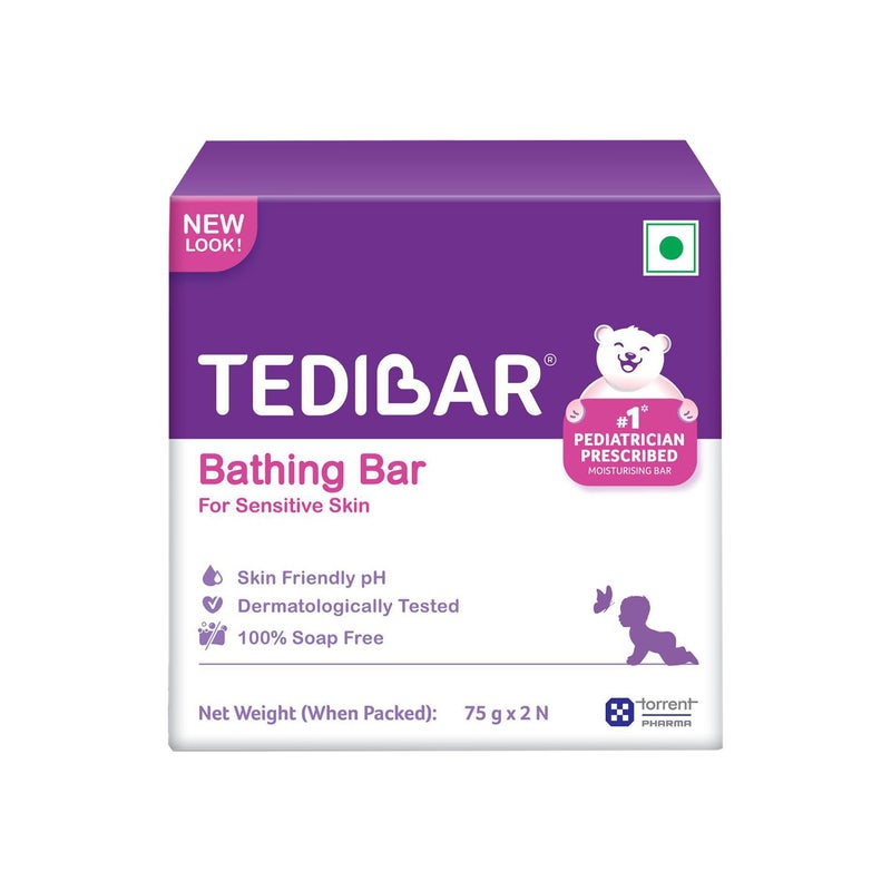 TEDIBAR Moisturising Baby Bathing Bar each (75gx2) with Skin Friendly PH|100% Soap Free|Dermatologically Tested x Pack of 6 - Image 2