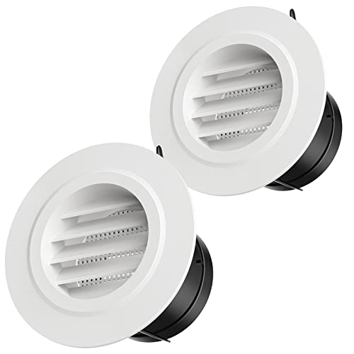 Hon&Guan 3 Inch Vent Cover, Hon&Guan 3 Soffit Vents Exterior Round Soffit Vents with Built-in a Fly Screen for Bathroom Office Home-2PCS - Image 1