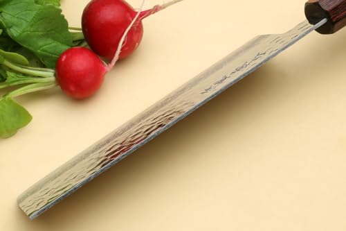 Yoshihiro VG10 46 Layers Hammered Damascus Nakiri Japanese Vegetable Knife (6.5'' (165mm) Rosewood Handle) - Image 5