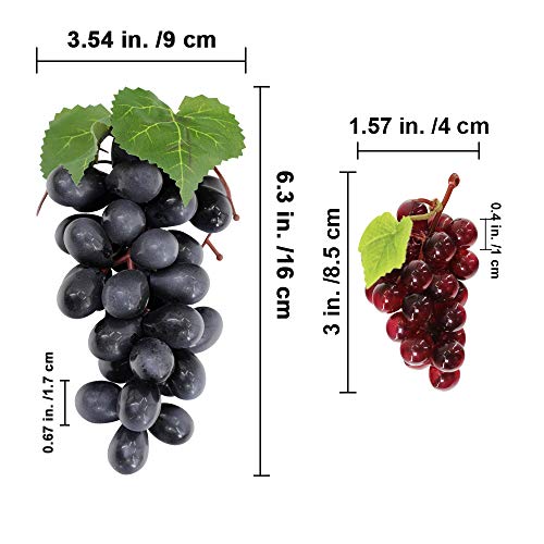 windiy Supla 10 Pack Assorted Artificial Grapes Frosted Grape Clusters Decorative Grapes Bunches Rubber Grape Bundles in Black Purple Red Green for Vintage Wedding Favor Fruit Wine Décor Faux Fruit Props - Image 2