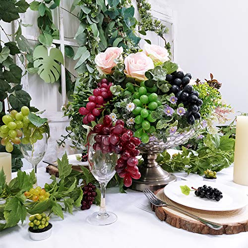 windiy Supla 10 Pack Assorted Artificial Grapes Frosted Grape Clusters Decorative Grapes Bunches Rubber Grape Bundles in Black Purple Red Green for Vintage Wedding Favor Fruit Wine Décor Faux Fruit Props - Image 3
