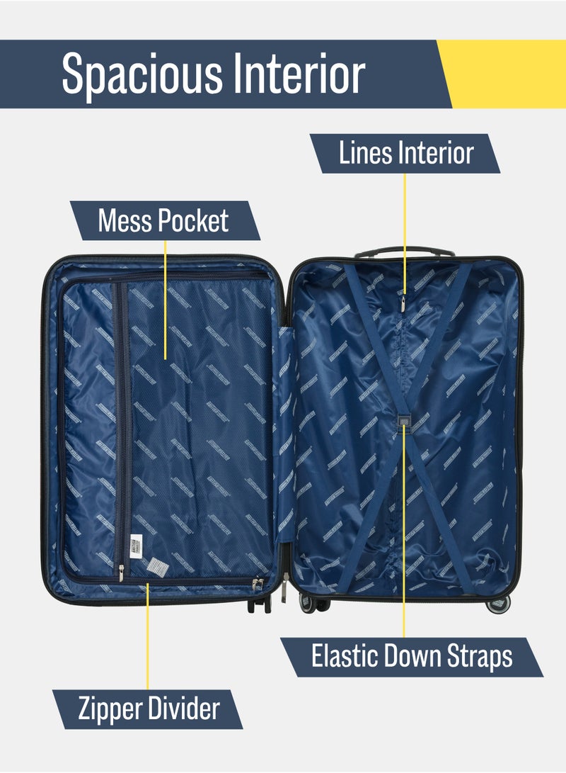 السياحية البريطانية حقيبة مقصورة ٢٠ بوصة | حقيبة سفر صلبة من مادة ABS مع طبقة قابلة للتمدد | حقيبة سفر خفيفة الوزن بعجلات دوارة ٣٦٠ درجة ومقبض تلسكوبي - أزرق فاتح - Image 5