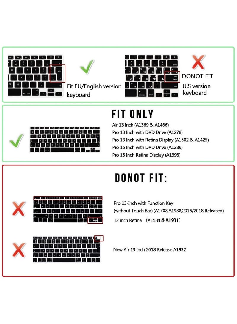 أمم UK Layout Arabic/English Keyboard Cover Compatible with Apple MacBook Air, Pro, Retina, 13" 15" 17" MacBook Air 13" Model: A1466/A1369, Black - Image 2