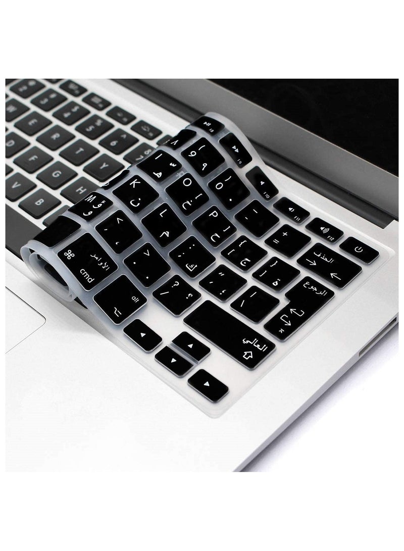 أمم UK Layout Arabic/English Keyboard Cover Compatible with Apple MacBook Air, Pro, Retina, 13" 15" 17" MacBook Air 13" Model: A1466/A1369, Black - Image 5