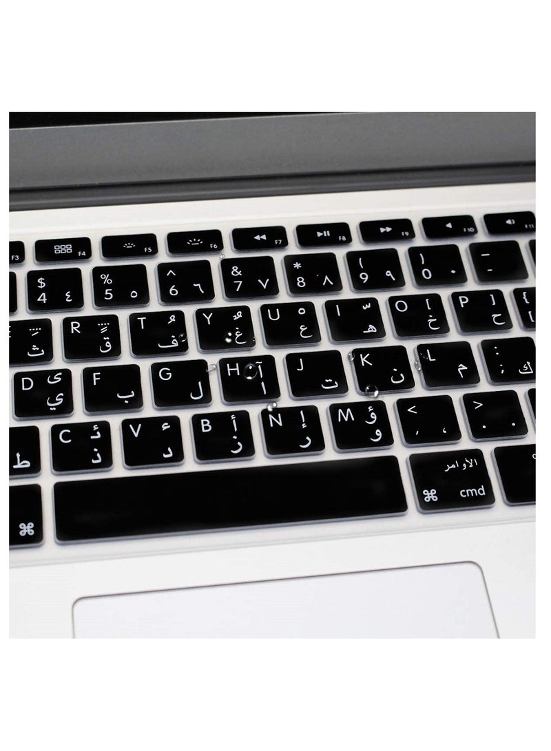 أمم UK Layout Arabic/English Keyboard Cover Compatible with Apple MacBook Air, Pro, Retina, 13" 15" 17" MacBook Air 13" Model: A1466/A1369, Black - Image 4