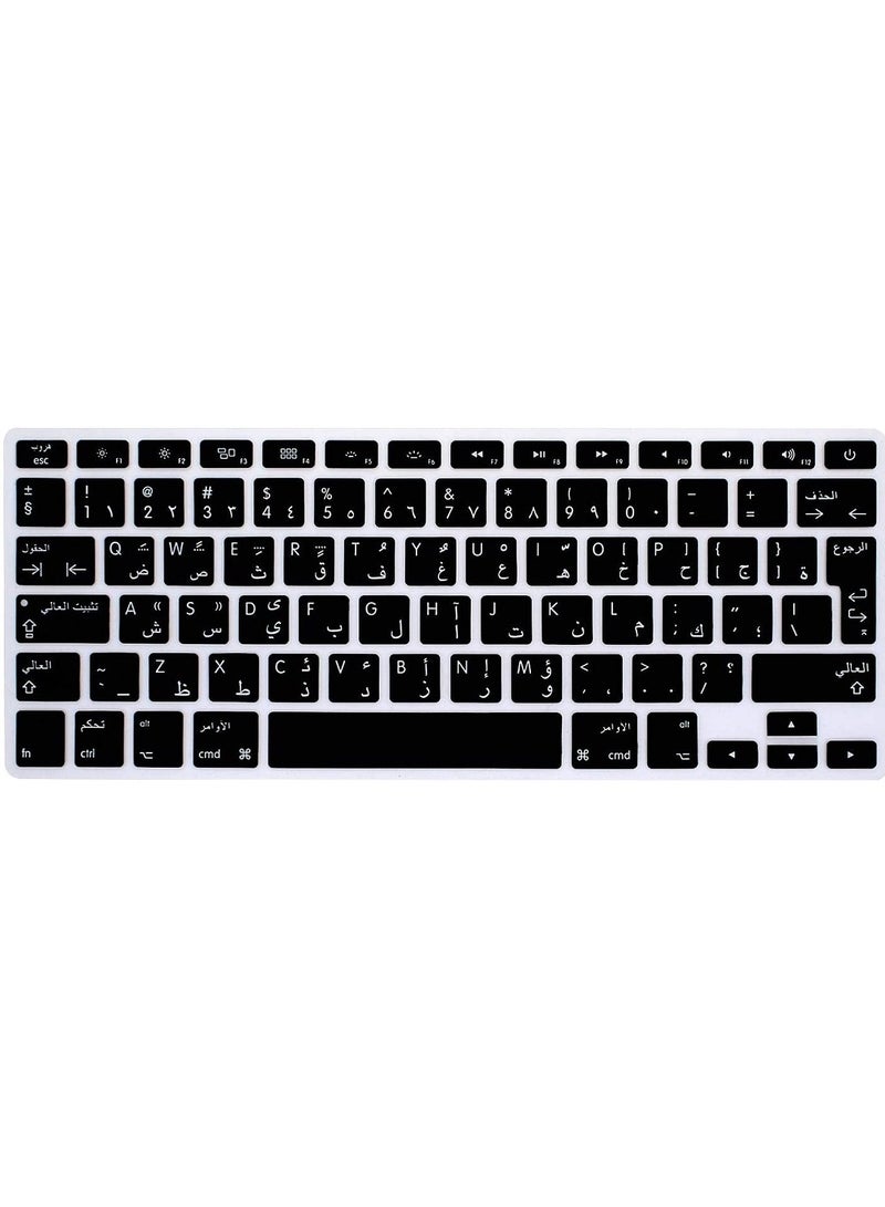 أمم UK Layout Arabic/English Keyboard Cover Compatible with Apple MacBook Air, Pro, Retina, 13" 15" 17" MacBook Air 13" Model: A1466/A1369, Black - Image 3