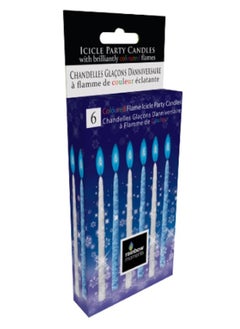 Rainbow Moments Candles - Blue and white icicle color flame candles with blue color flame – 6-pack