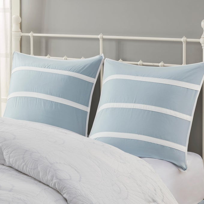 COASTAL CRYSTAL BEACH EURO SHAM WITH FLANGE EUROPEAN SQUARE DECORATIVE PILLOW COVER ZIPPER CLOSURE PILLOW INSERT NOT INCLUDED 26X26 BLUE