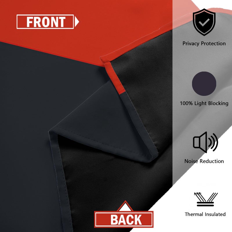 Tyrot Red Black 100% Blackout Curtains for Bedroom 72 inch Length 2 Panels Set White Grey Modern Abstract Geometric Black Out Curtains Insulated Room Darkening Window Drapes for Living Room, 52Wx72L - Image 5