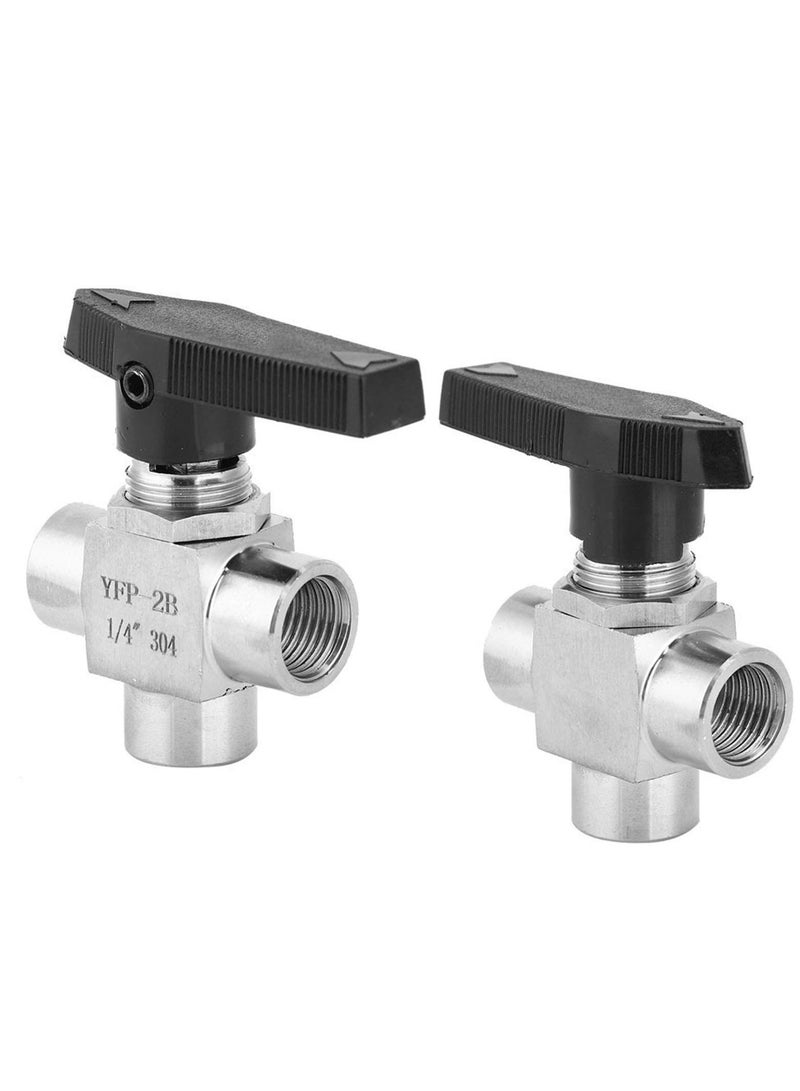 SYOSI Ball Valve Thread Stainless Steel Valve 3 Way Stainless Steel Ball Valve BSPP Female Thread Valve Air Tube Hand Valve for Water Gas Oil Fuel Etc Pipe Flow Control BSPP 1/4inch - Image 4