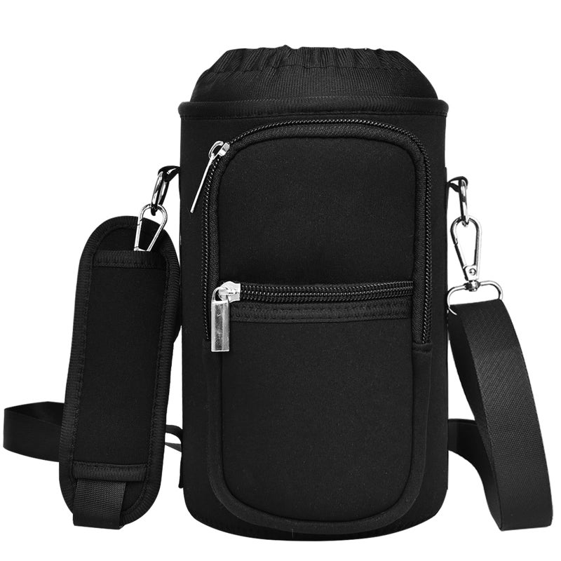 GAZLEMHO Insulated Water Bottle Bag Neoprene Carrier Sleeve for 128 oz Water Jug Gym Hiking 1 Gallon Bottle Carrying Pouch Sling Holder with Strap and 2 Pockets for Storage Phone Card Keys - Image 2