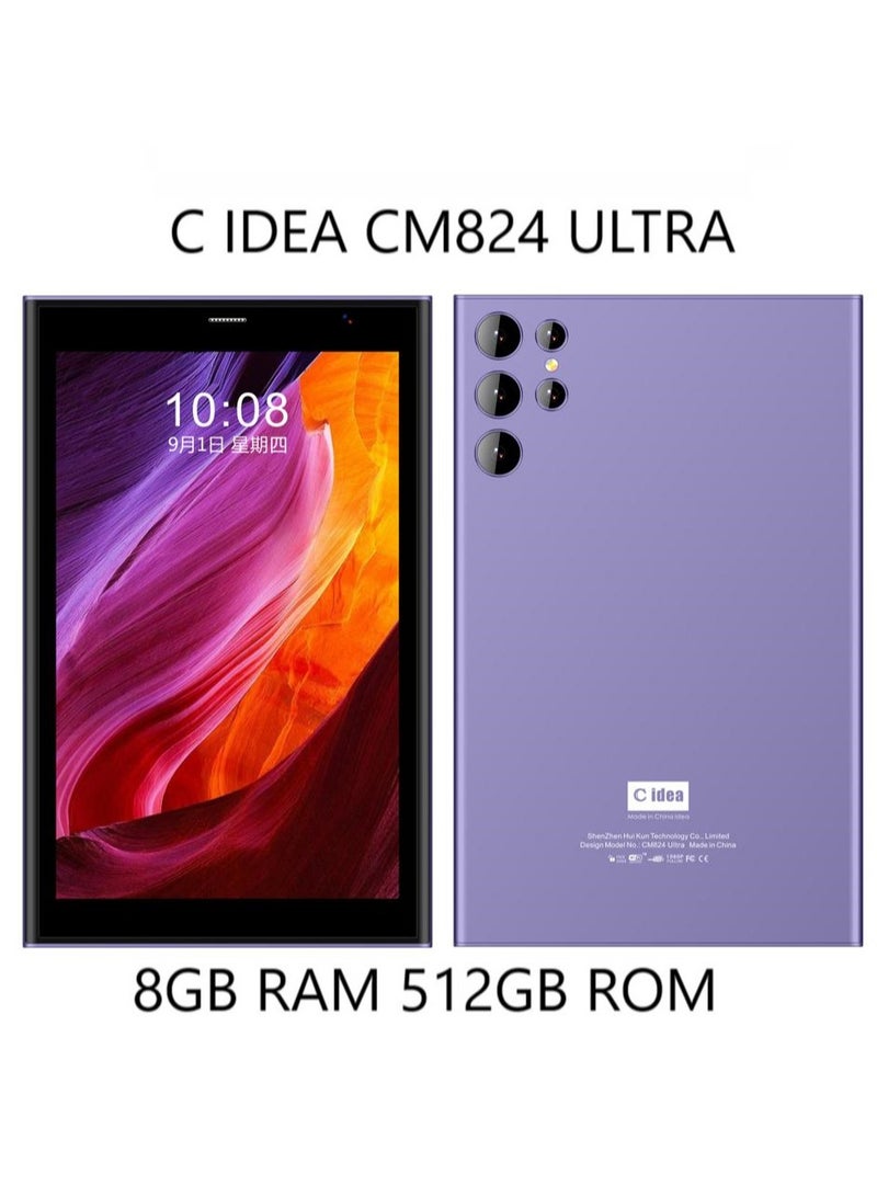 سي آيديا CM824 التابلت الذكي للأطفال 8 إنش بذاكرة 8 جيجابايت رام و512 جيجابايت 5G باللون الأرجواني - النسخة الدولية - Image 2