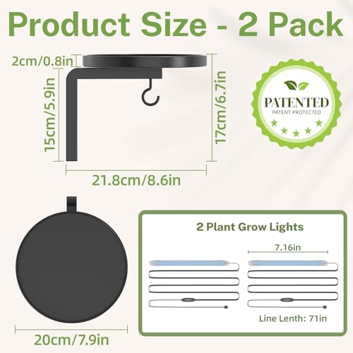 iDavosic.ly iDavosicly Wall Plant Holder with Grow Lights Set of 2 for Indoor Outdoor Metal Hanger with 2 Hooks Floating Flower Display Stand for Window Space Saving Easy to Assemble Pots Not Included - Image 3