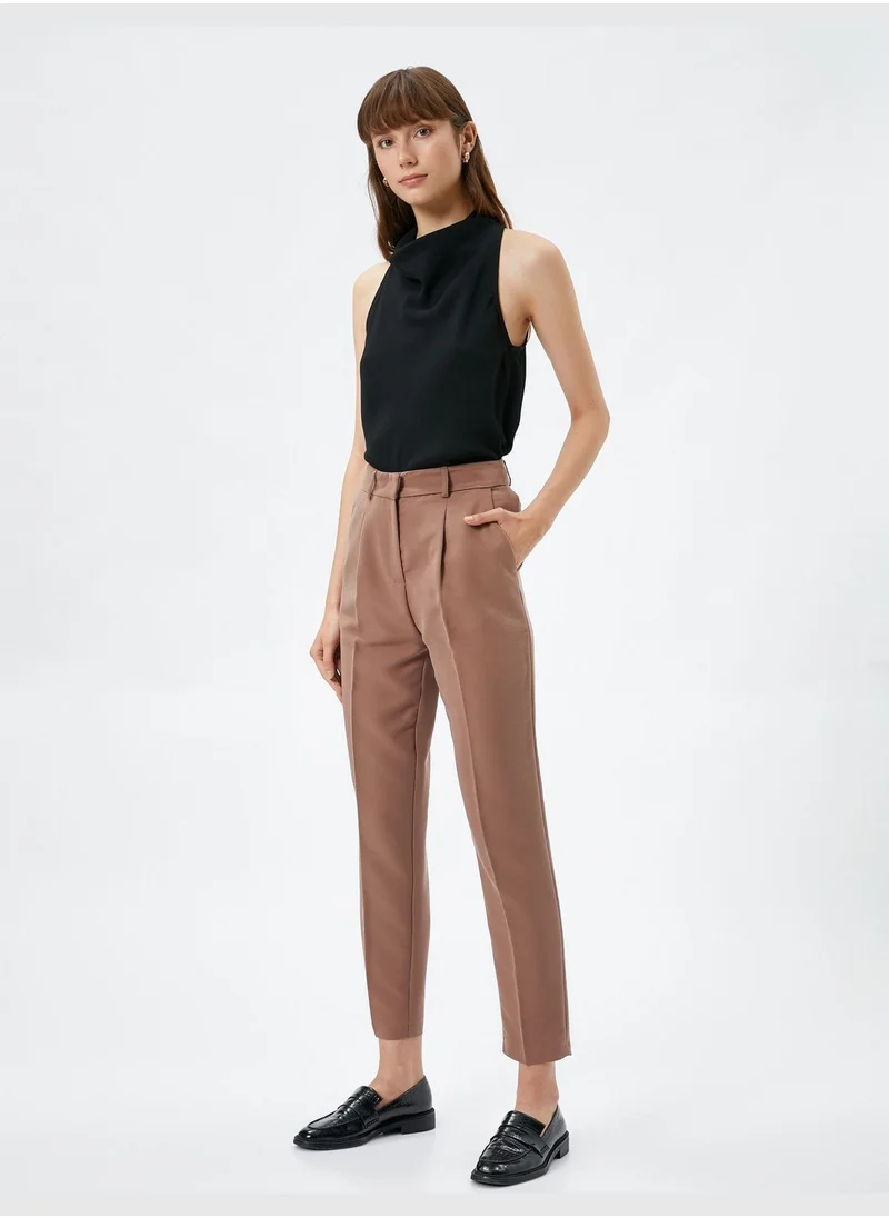 كوتون Cigarette Trousers Pocket Pleated Modal Blended