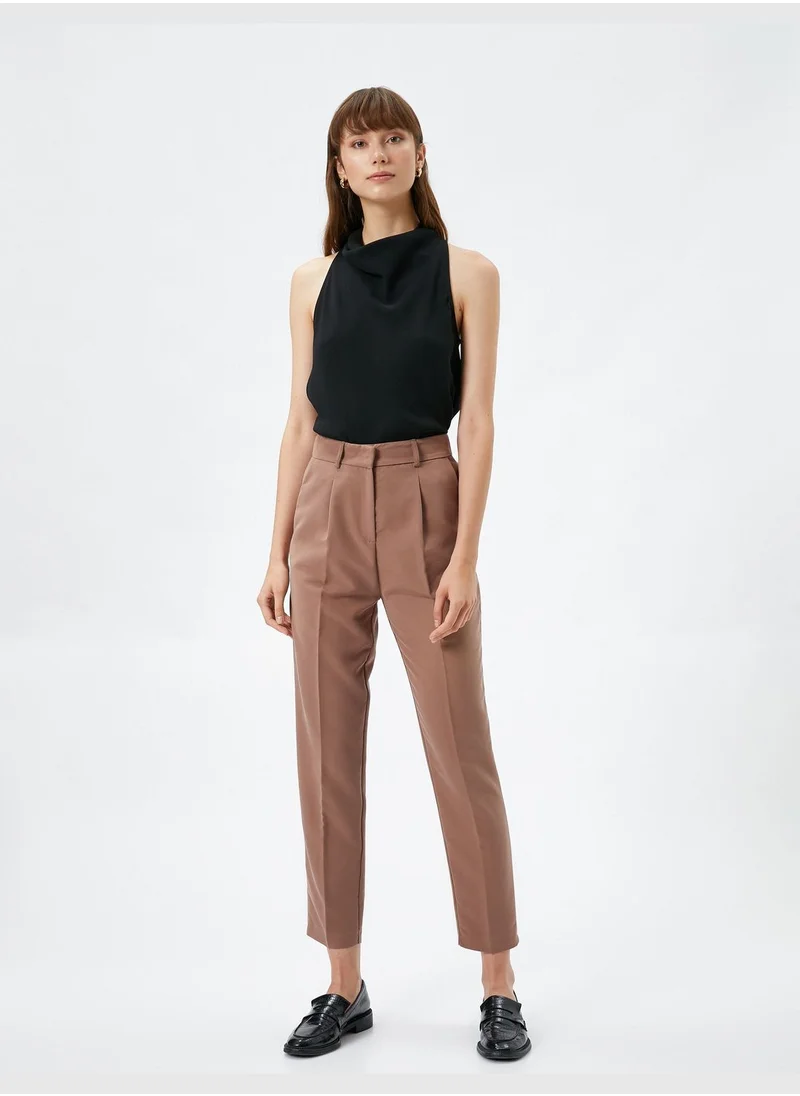 KOTON Cigarette Trousers Pocket Pleated Modal Blended