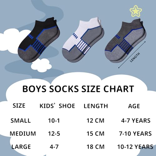 Comfoex 12 Pairs Boys Socks Ankle Low Cut Athletic Half Cushioned Short Socks For Kids 4-6 6-8 8-10 Years Old - Image 2