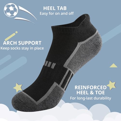 Comfoex 12 Pairs Boys Socks Ankle Low Cut Athletic Half Cushioned Short Socks For Kids 4-6 6-8 8-10 Years Old - Image 3