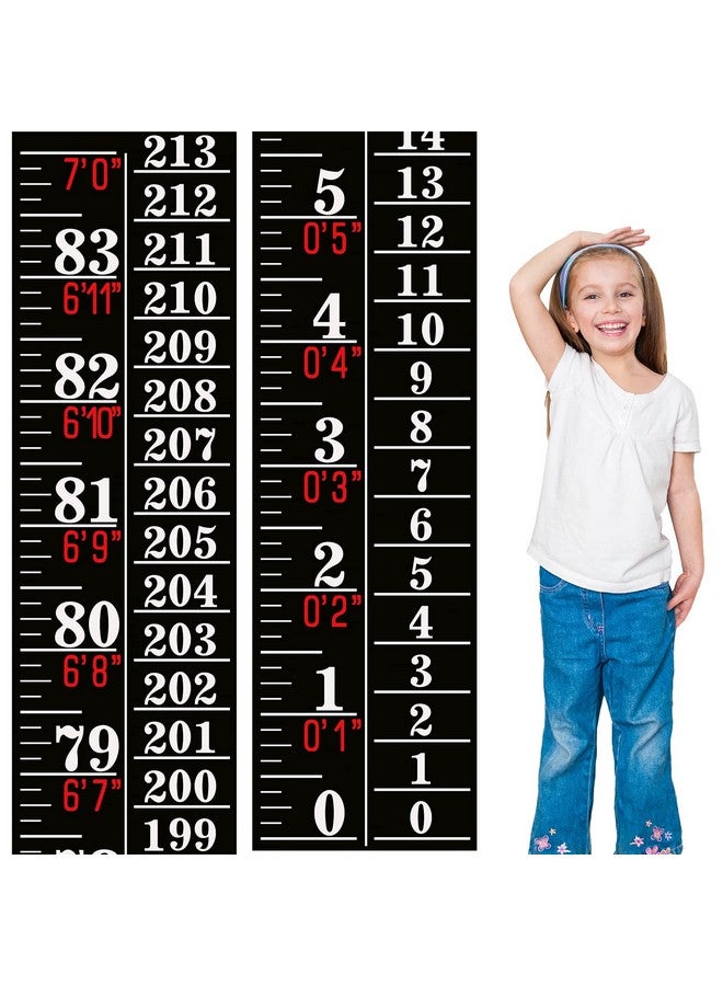 Tatuo Growth Chart Wall Labels Height Indicator Tape Ruler Growth Chart Decor Height Indicator Adhesive Ruler for Home Room Measuring (Black) - Image 1