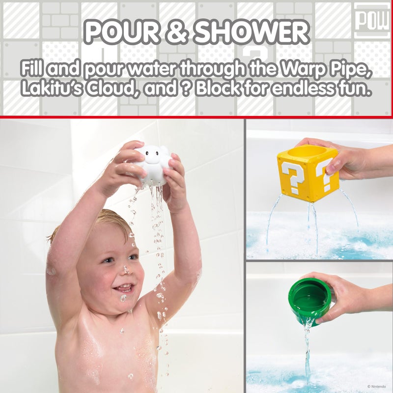 TOMY My Mario Pour & Nest Bath Playset by TOMY Toomies - Pouring Toddler Water Toys for Bath or Pool - Officially Licensed Mario Toys - Easter Basket Stuffers for Kids - Ages 2 Years and Up - Image 3