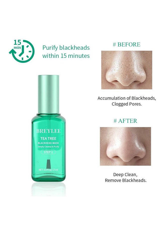 Breylee - Blackhead Mask Tea Tree Oil Blackhead Nose Pore Strips Blackhead Removal Strips Nose Strips For Blackheads Deep Cleansing(17Ml 0.6 Fl Oz) (With 100 Pcs Strip Paper) - Image 1