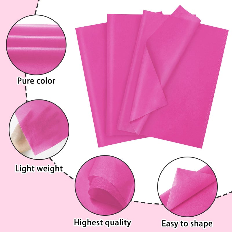 Laidans 120 Sheets 20"X14" Hot Pink Tissue Paper for Gift Bags Wrapping, Art Tissue Paper Bulk for Weddings Birthday Party Crafts Decoration - Image 4