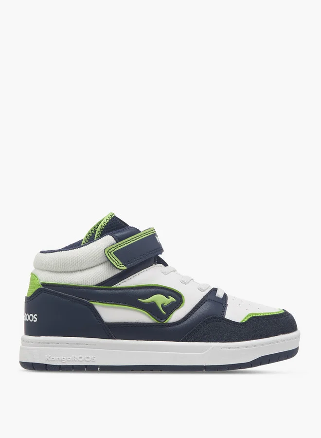 kangaROOS Boys' Logo Detail High Cut Sneakers with Hook and Loop Closure