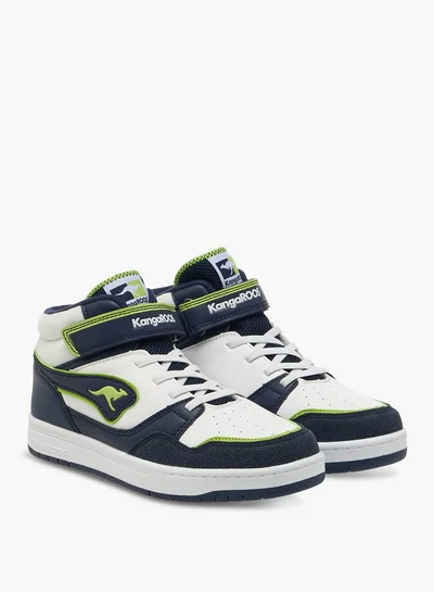 kangaROOS Boys' Logo Detail High Cut Sneakers with Hook and Loop Closure