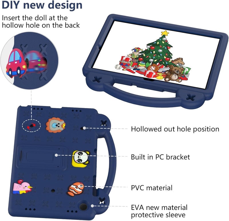 Excefore For Galaxy Tab A9 Plus Case 11-Inch, Shockproof Eva Cover With Stand & Handle, Kids Tablet Case For Samsung Sm-X216B, Dark Blue With 7 Diy Cartoon Figures - Image 4