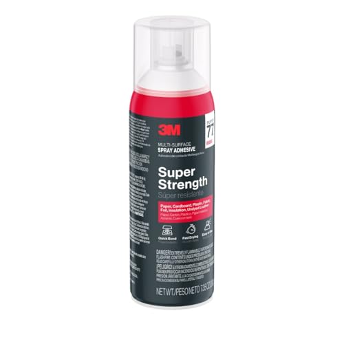 3M Super 77 Multi-Surface Spray Adhesive, 7.35 oz., Low VOC, Quick Bond, Fast Drying, Clear Finish for Foil, Foam, Paper, Metal, Plastic, Fabric, and Cardboard (77-10-NAT) - Image 4