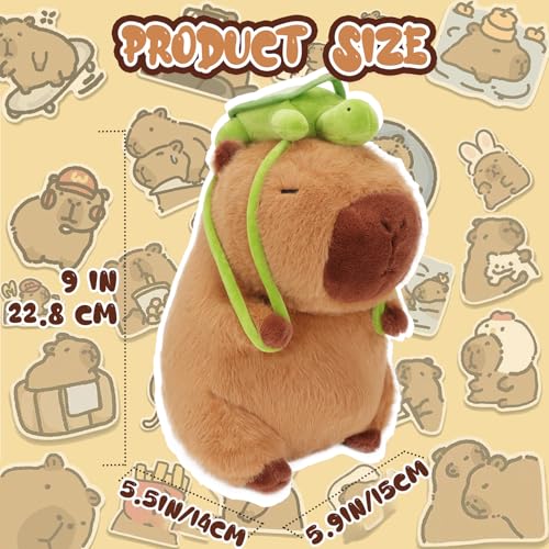 CHDBLOCK Capybara Plush Toy 9 Inch Cute Capybara Stuffed Animal with Turtle Backpack Kawaii Capibara Plushie for Kids and Adults - Image 5