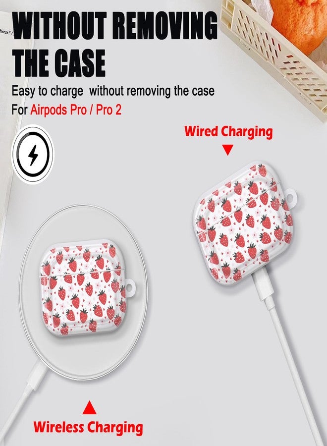 CameCosy Cute Case for Airpods Pro 2nd/1st Generation with Lovely Keychain, Unique Strawberry Flowers Design for Women Girls Shockproof TPU Protective Cover for AirPod Pro (2023/2022/2019) - Image 2