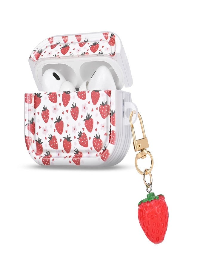CameCosy Cute Case for Airpods Pro 2nd/1st Generation with Lovely Keychain, Unique Strawberry Flowers Design for Women Girls Shockproof TPU Protective Cover for AirPod Pro (2023/2022/2019) - Image 1