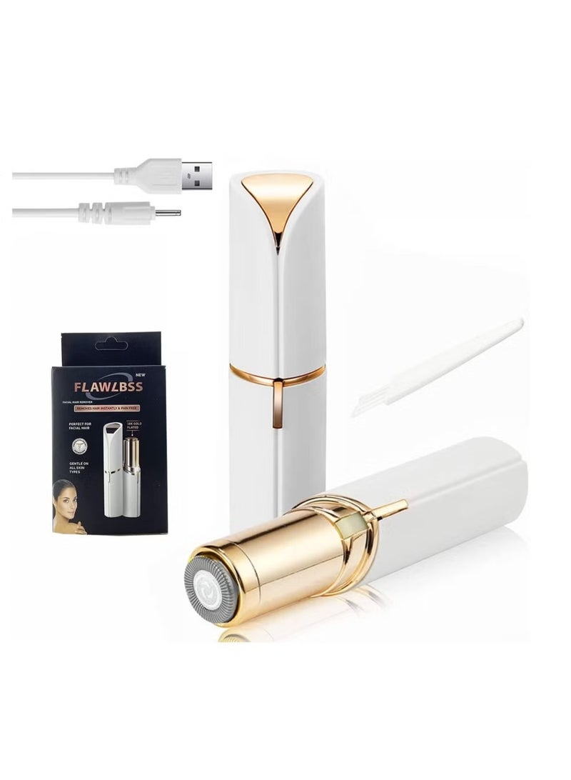 مزيل شعر الوجه الكهربائي، أداة تشذيب شعر الوجه المحمولة للنساء، أفضل مزيل شعر بدون ألم وبدون عيوب للنساء في منطقة البكيني، زغب الخوخ، الشفة العليا، الذراع (أبيض) - Image 1