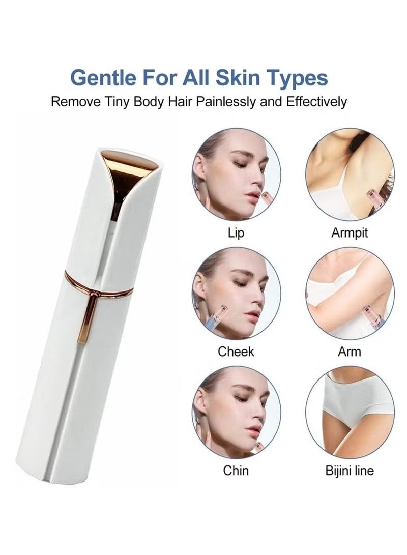 مزيل شعر الوجه الكهربائي، أداة تشذيب شعر الوجه المحمولة للنساء، أفضل مزيل شعر بدون ألم وبدون عيوب للنساء في منطقة البكيني، زغب الخوخ، الشفة العليا، الذراع (أبيض) - Image 2